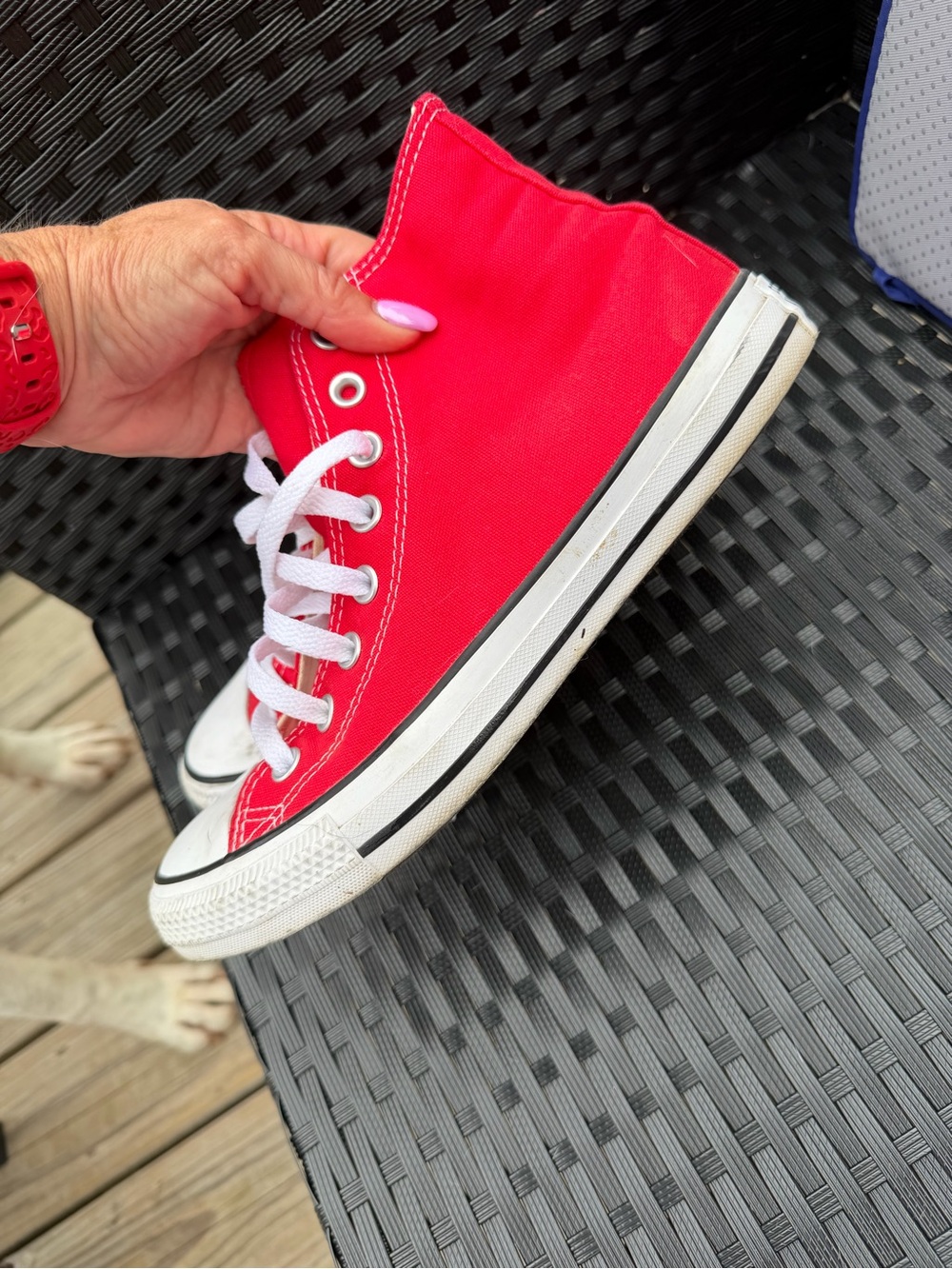 Red High-Top Converse Sneakers - Picture 3 of 7